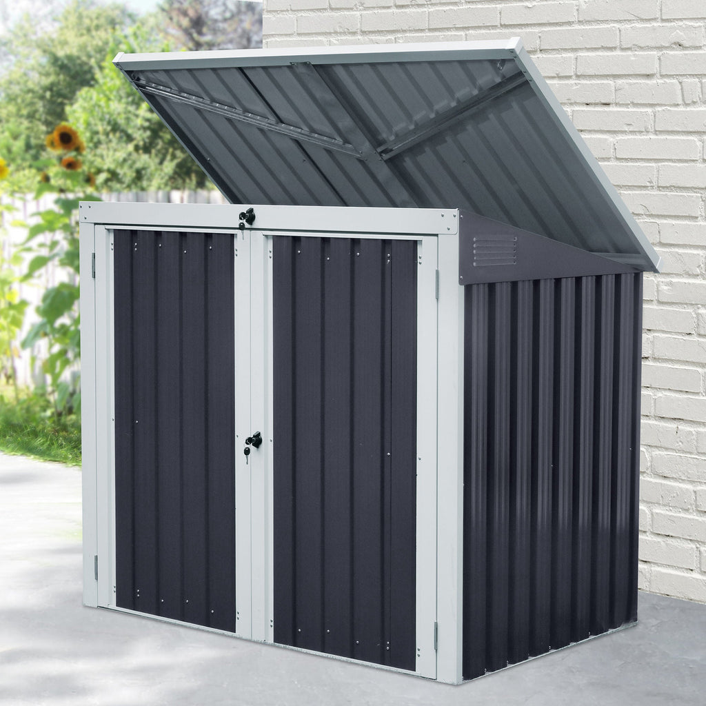 5' x 3' Outdoor Garbage Bin Storage Shed with Lockable Doors, Black