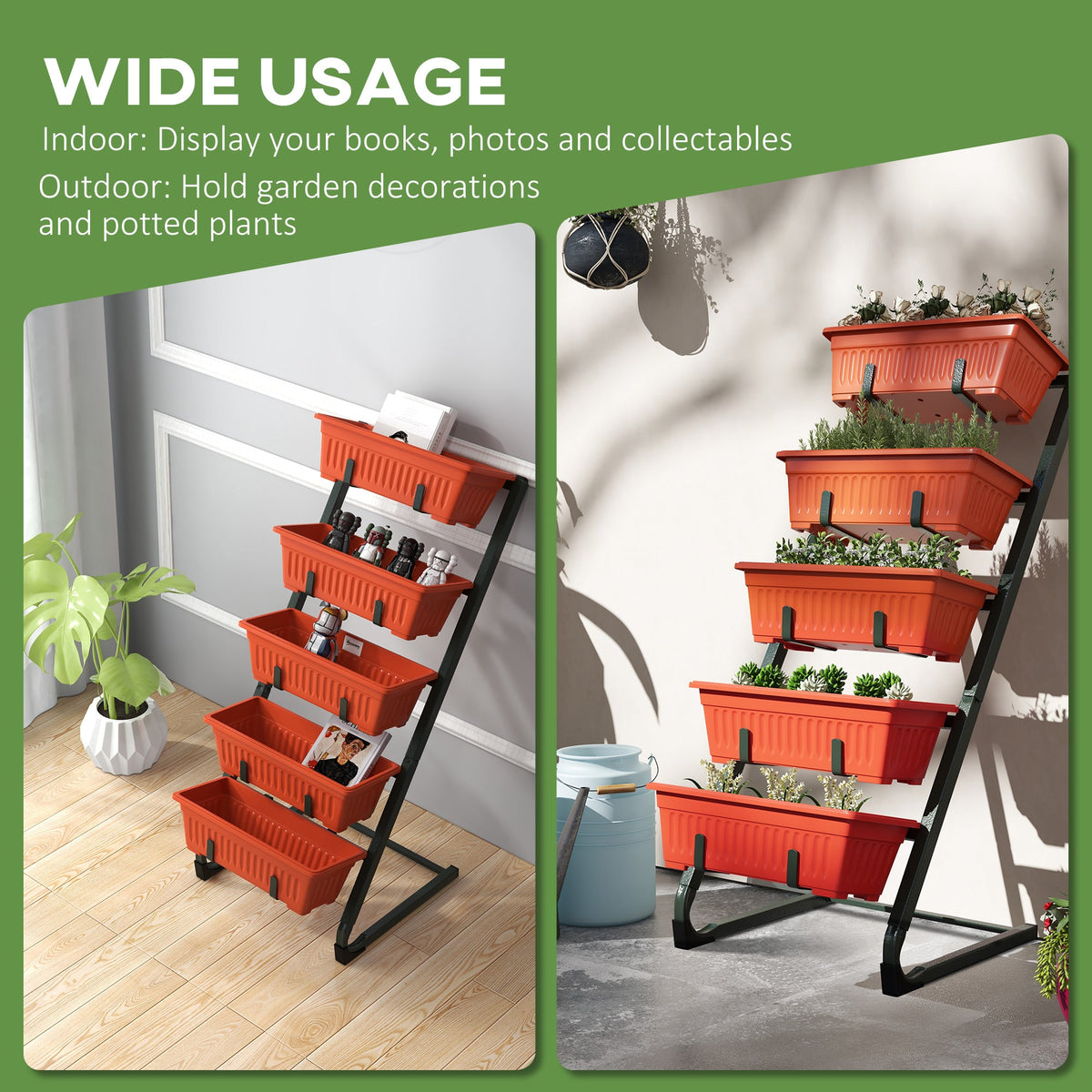 5-Tier Vertical Raised Garden Bed with 5 Planter Boxes, Red