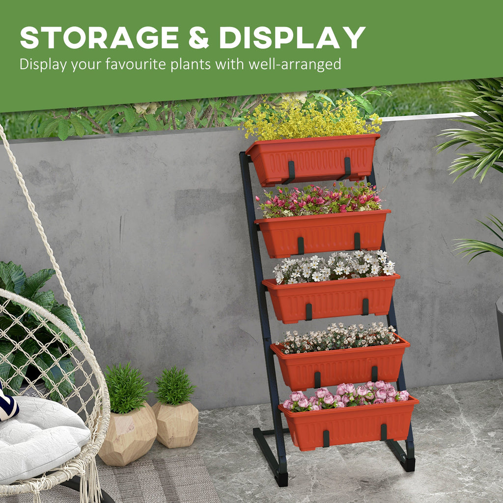 5-Tier Vertical Raised Garden Bed with 5 Planter Boxes, Red