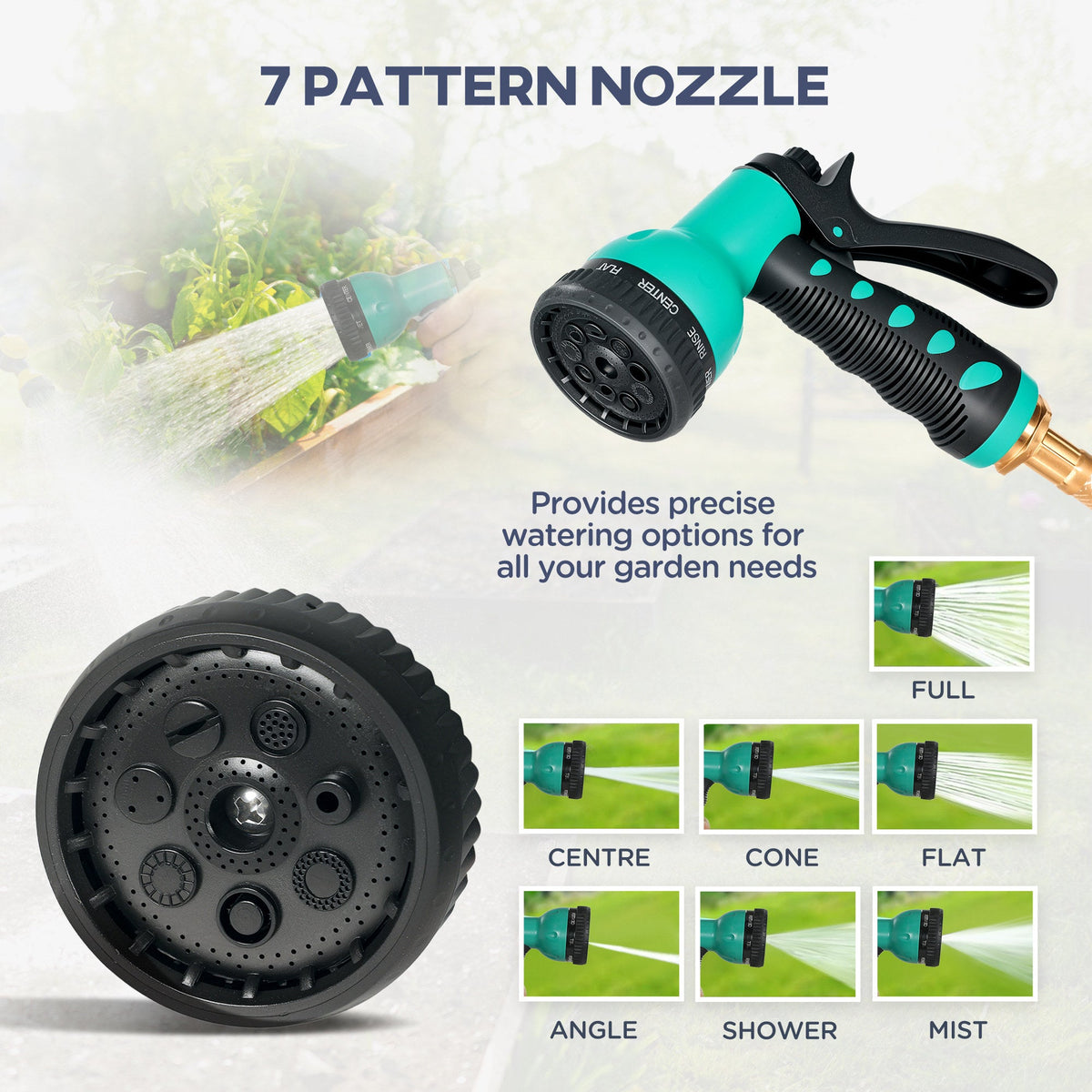 100ft Retractable Garden Hose Reel with 7 Function Sprayer Nozzle & Any Length Lock, Black