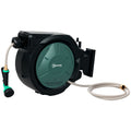 100ft Retractable Garden Hose Reel with 7 Function Sprayer Nozzle & Any Length Lock, Black