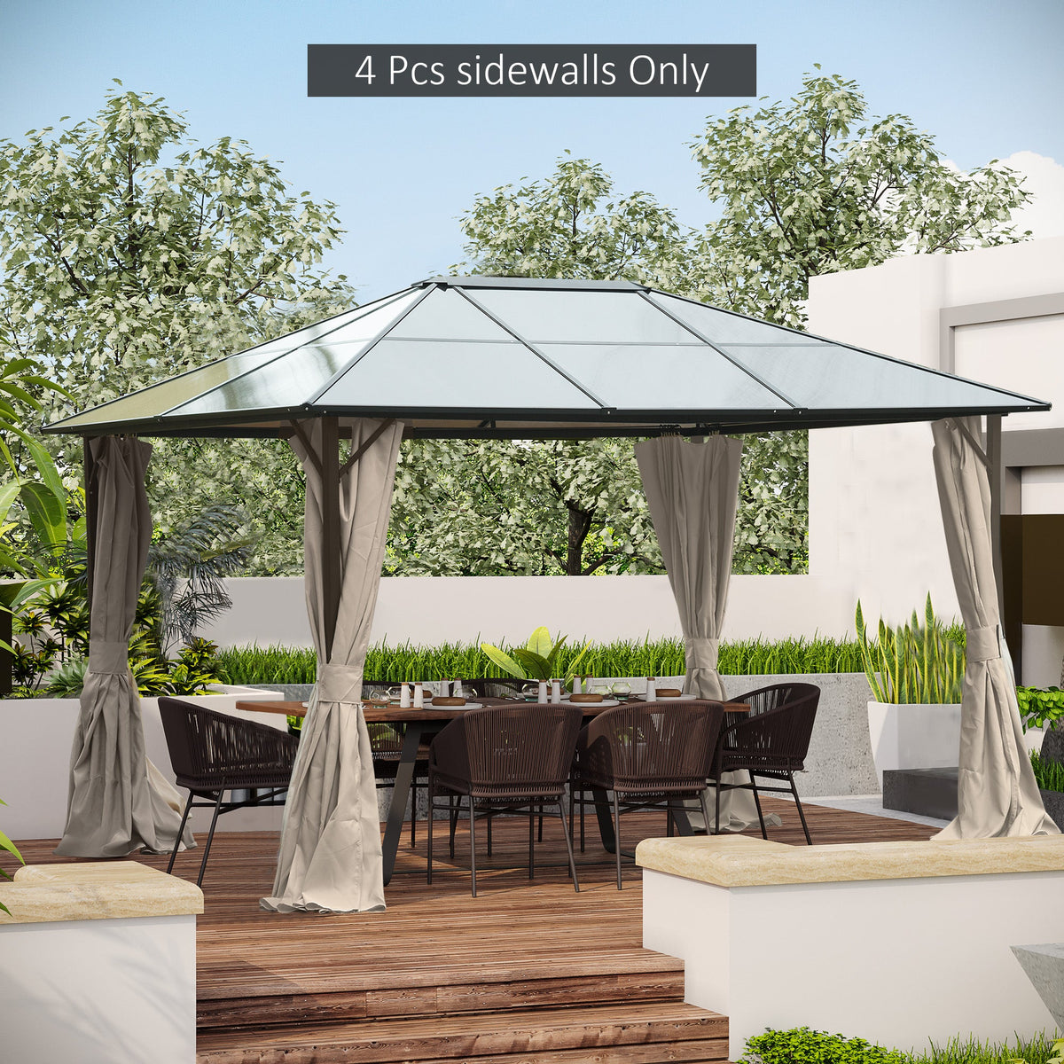 10' x 12' Universal Gazebo Sidewall Set (4 Panels) with Hooks, Beige