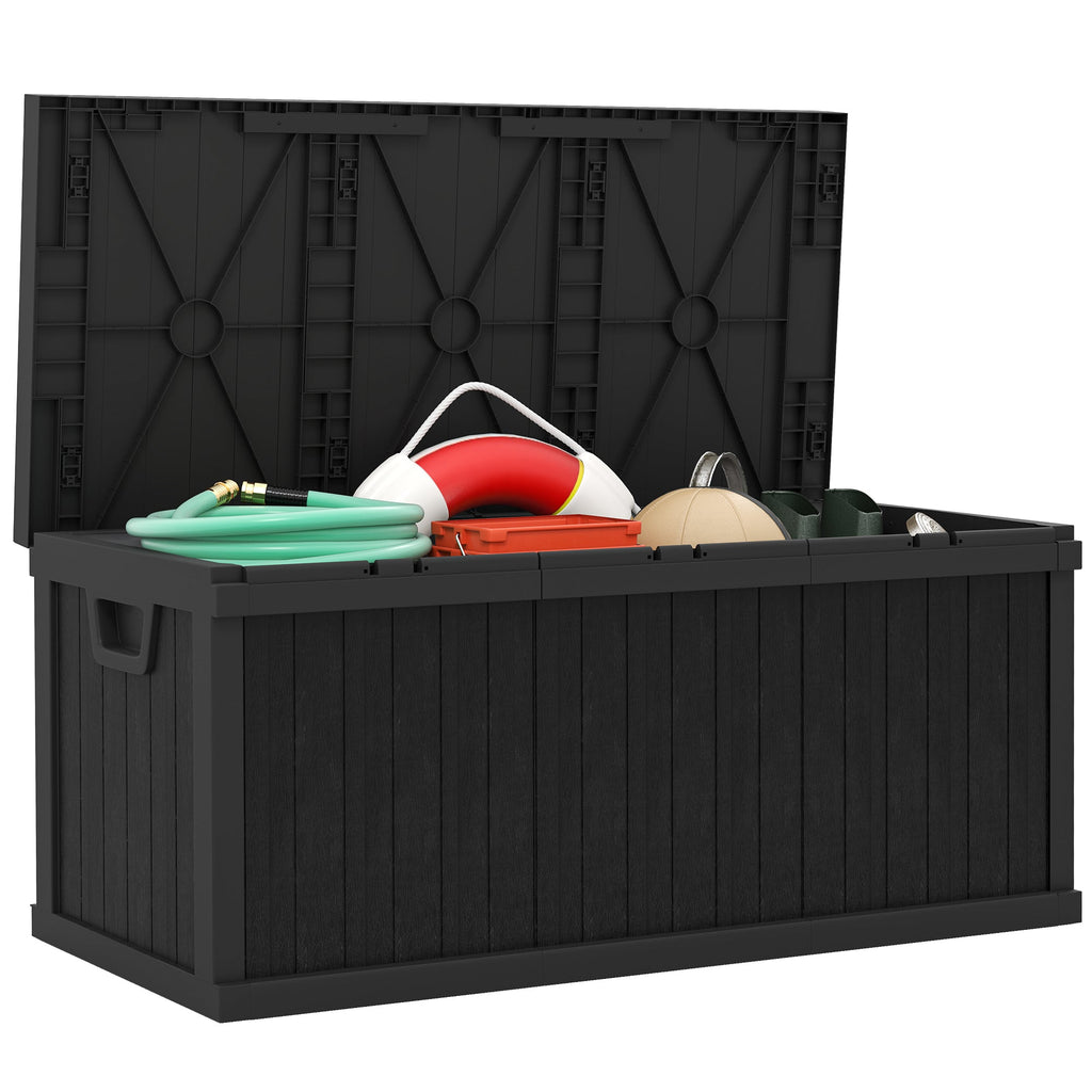 70 Gallon Resin Deck Box with Handles, Waterproof & UV Resistant, Black