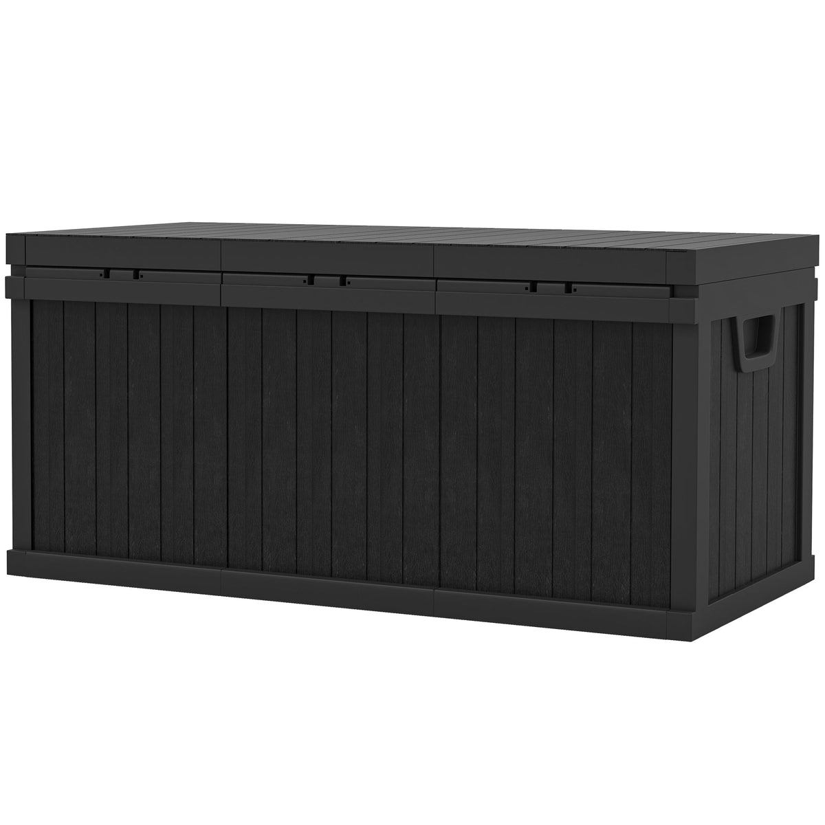 70 Gallon Resin Deck Box with Handles, Waterproof & UV Resistant, Black