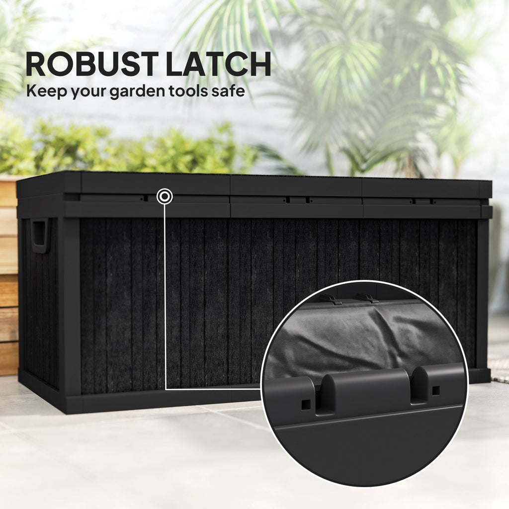 70 Gallon Resin Deck Box with Handles, Waterproof & UV Resistant, Black