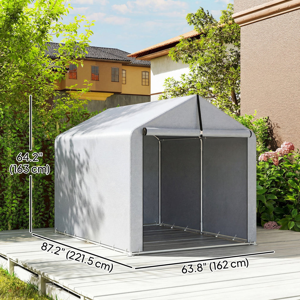 7' x 5' Portable Shed with Roll-up Zipper Door, Light Grey