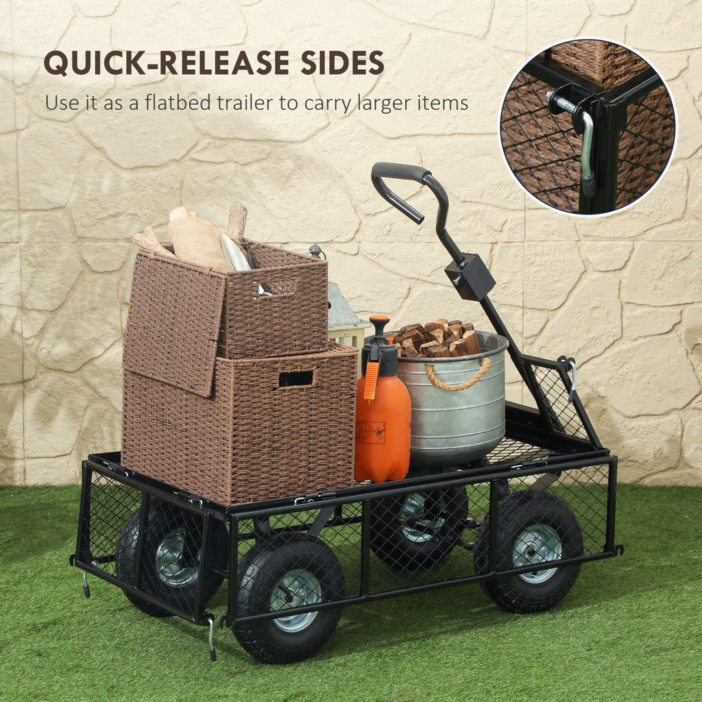 Heavy Duty Garden Cart with Removable Liner & Quick Release Sides, 660lb Capacity