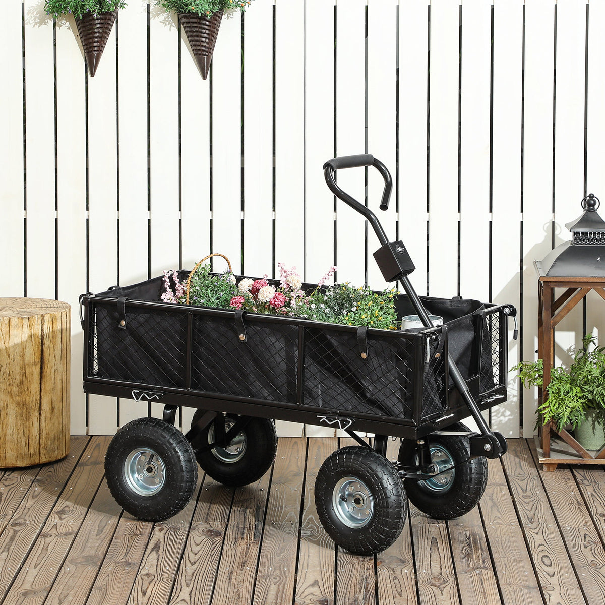 Heavy Duty Garden Cart with Removable Liner & Quick Release Sides, 660lb Capacity