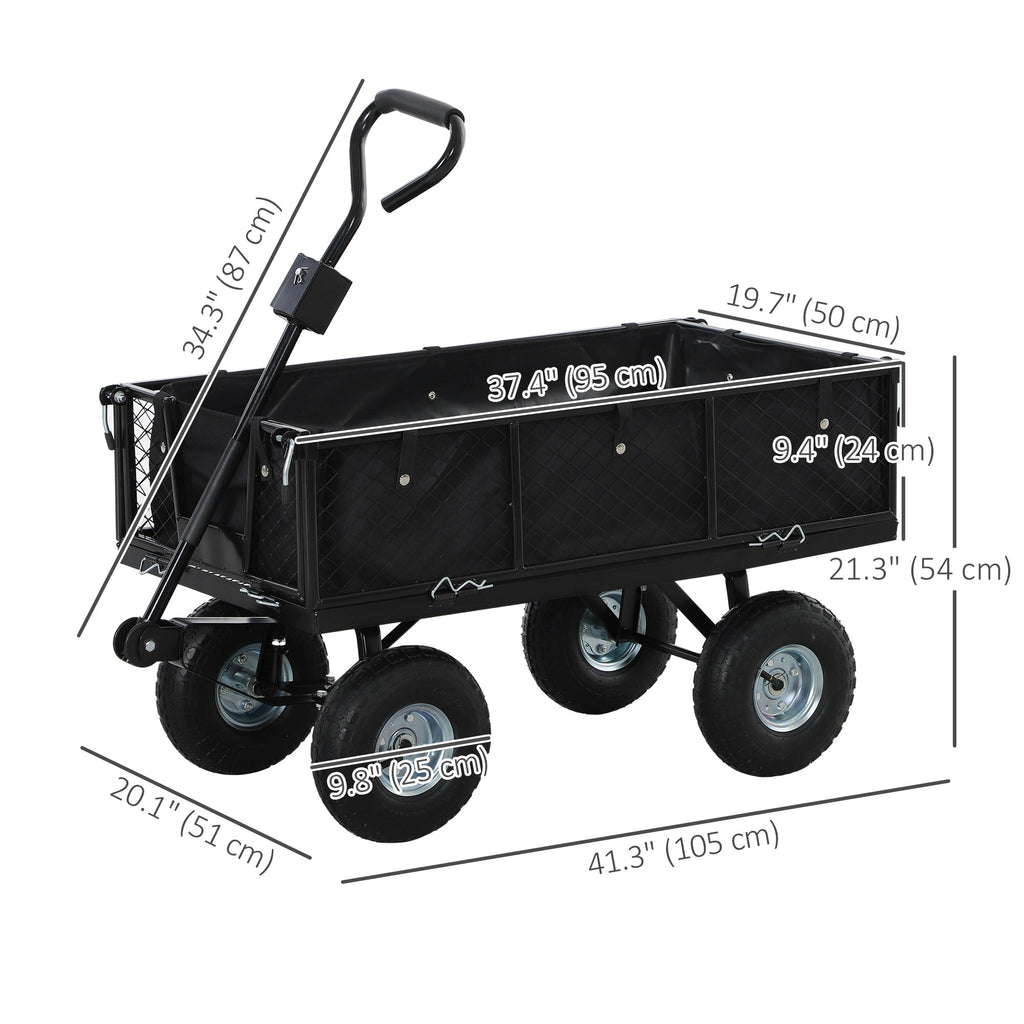 Heavy Duty Garden Cart with Removable Liner & Quick Release Sides, 660lb Capacity