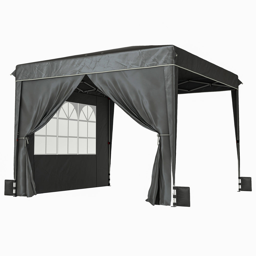 10 x 10 ft Pop Up Canopy Tent with Carry Bag, Sandbags, Adjustable Height for Parties, Events, Camping, UPF50+, Black