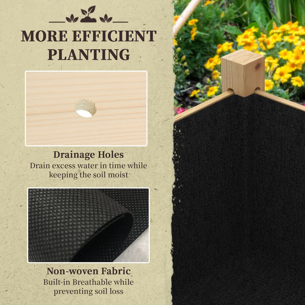 Wooden Raised Garden Bed with Liner & Drain Holes, 45.3"x21.7"x31.5", Natural