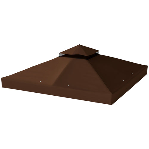 10' x 10' 2-Tier Gazebo Replacement Canopy Top Cover, Coffee