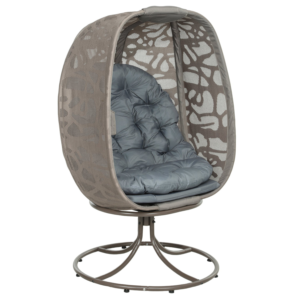 Swivel Egg Chair with Cushions & Foldable Basket Seat, Grey