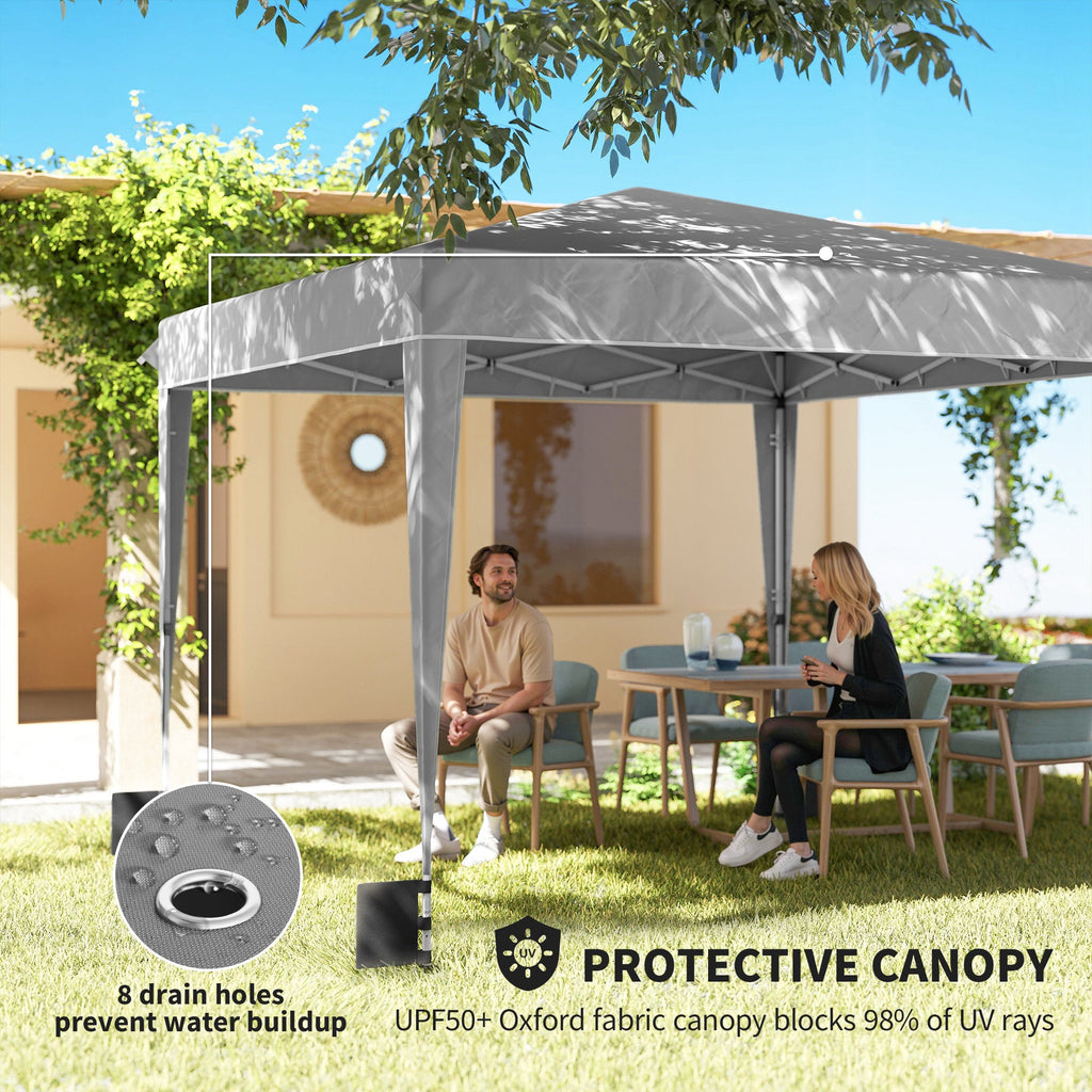 10 x 10 ft Pop Up Canopy Tent with Carry Bag, Sandbags, Adjustable Height for Parties, Events, Camping, UPF50+, Light Gray