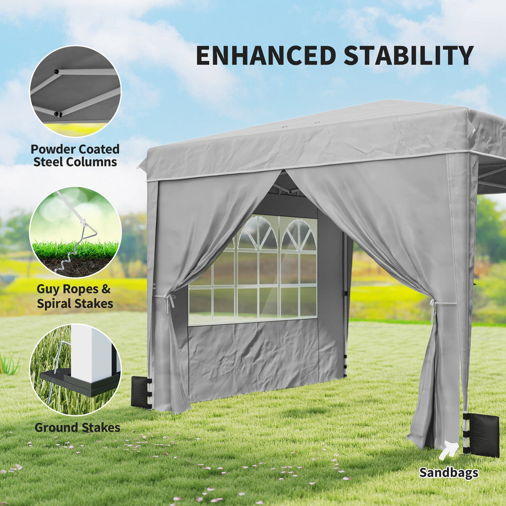 10 x 10 ft Pop Up Canopy Tent with Carry Bag, Sandbags, Adjustable Height for Parties, Events, Camping, UPF50+, Light Gray