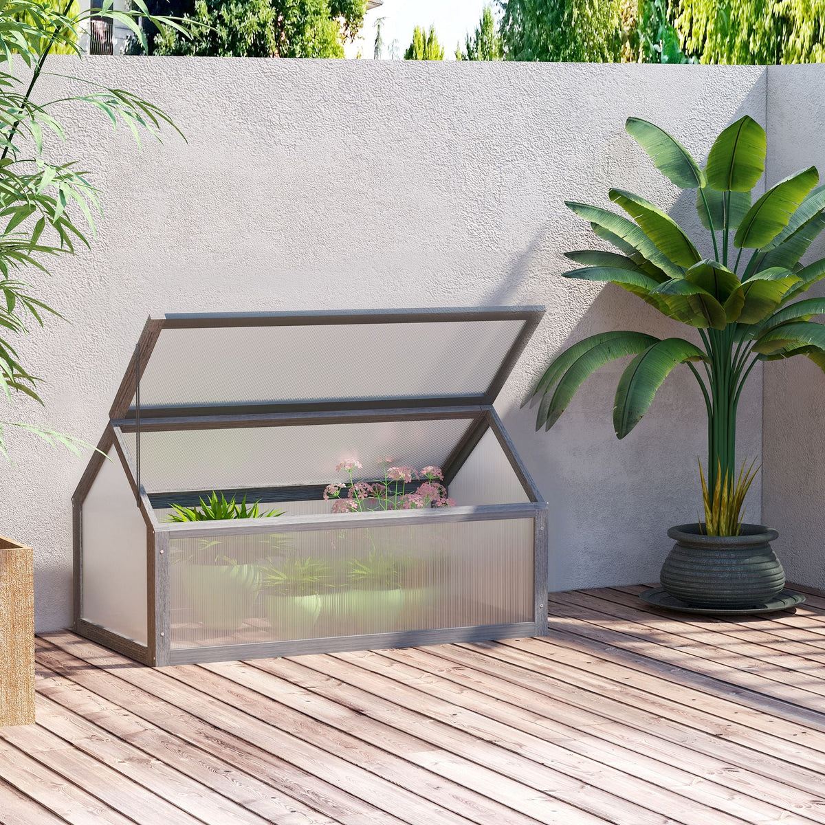 NookGrow Garden Portable Raised Planter with Openable Top, 35.5" x 20.5" x 19.5", Grey