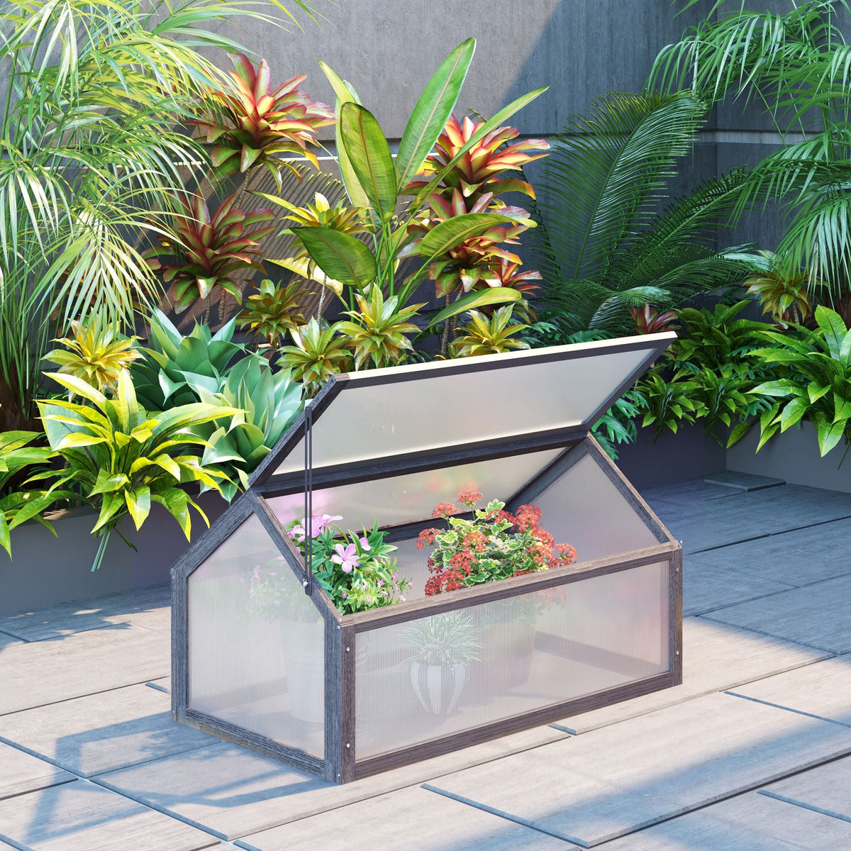 NookGrow Garden Portable Raised Planter with Openable Top, 35.5" x 20.5" x 19.5", Grey
