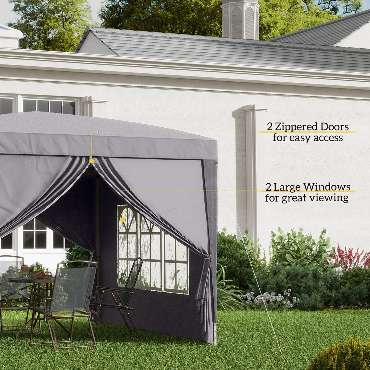 10' x 10' Pop-Up Party Tent Canopy with Carrying Bag, Grey