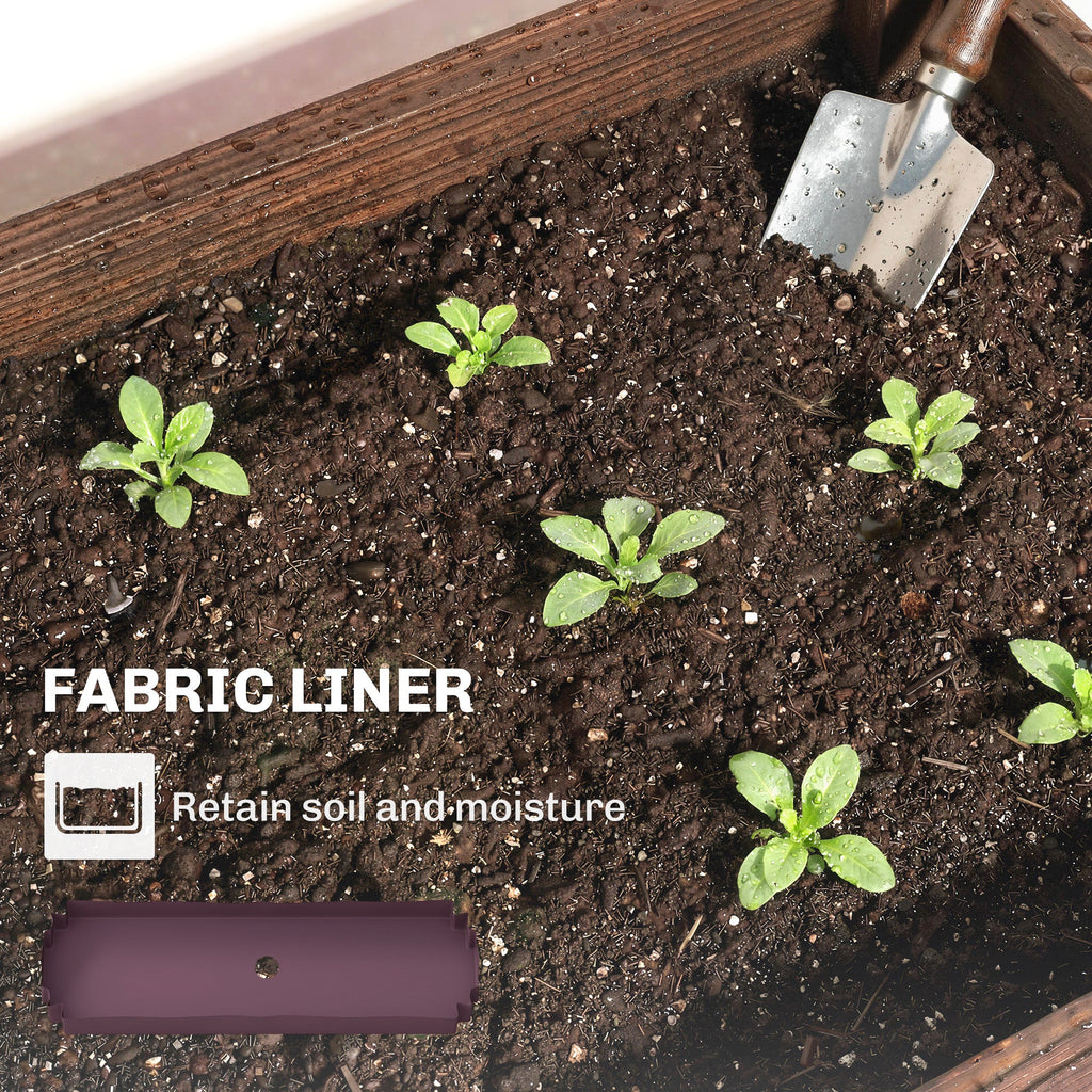 2-Tier Wooden Raised Planter with Liner, 60 x 25 x 70 cm