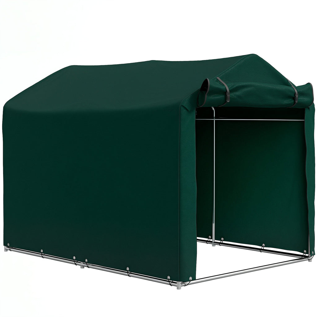 7' x 5' UV Resistant Garden Storage Tent with Roll-Up Zipper Door, Waterproof Bike Shelter, Dark Green