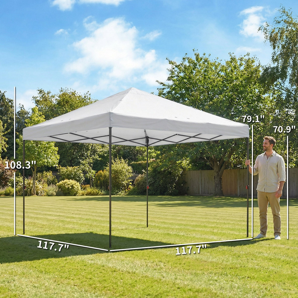 10' x 10' Pop Up Canopy Tent with Wheeled Carry Bag, White