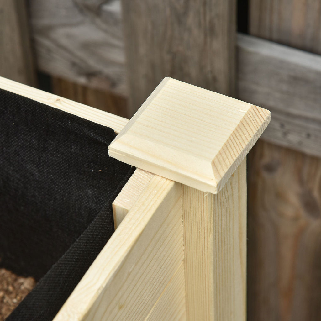 Raised Garden Bed with Lockable Wheels & Shelf, Natural