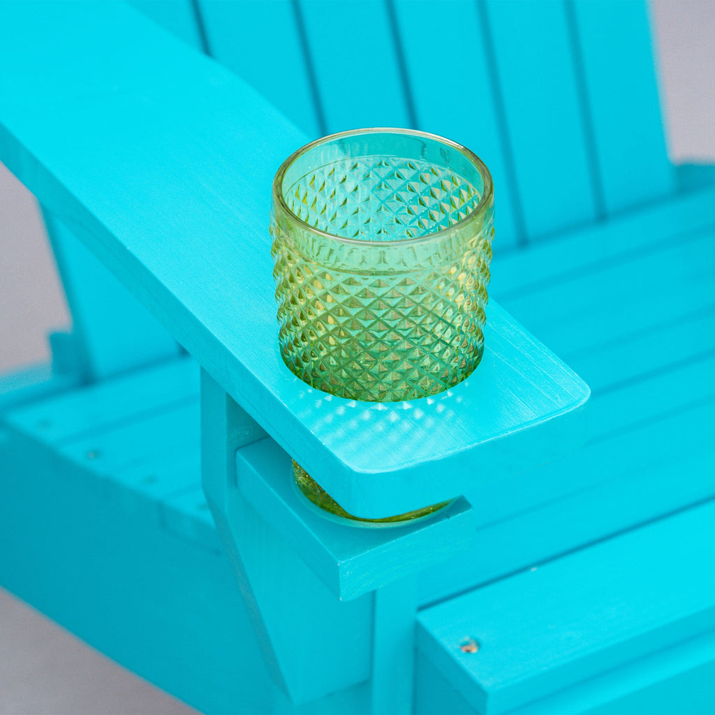 Classic Adirondack Muskoka Chairs, Garden Deck Chair with Cup Holder for Patio, Turquoise