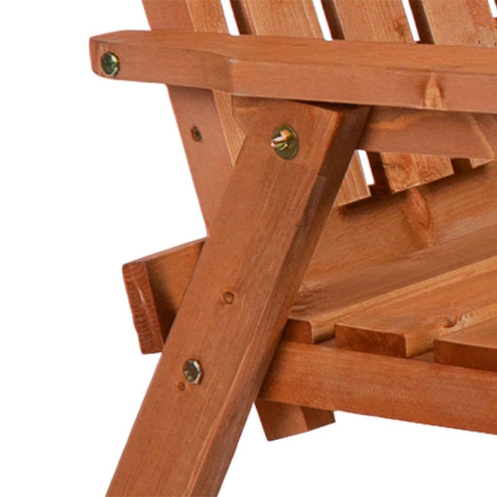 Garden Bench with Middle Table & Umbrella Hole, 2-Seater Wooden Bench, Slat Design, Orange