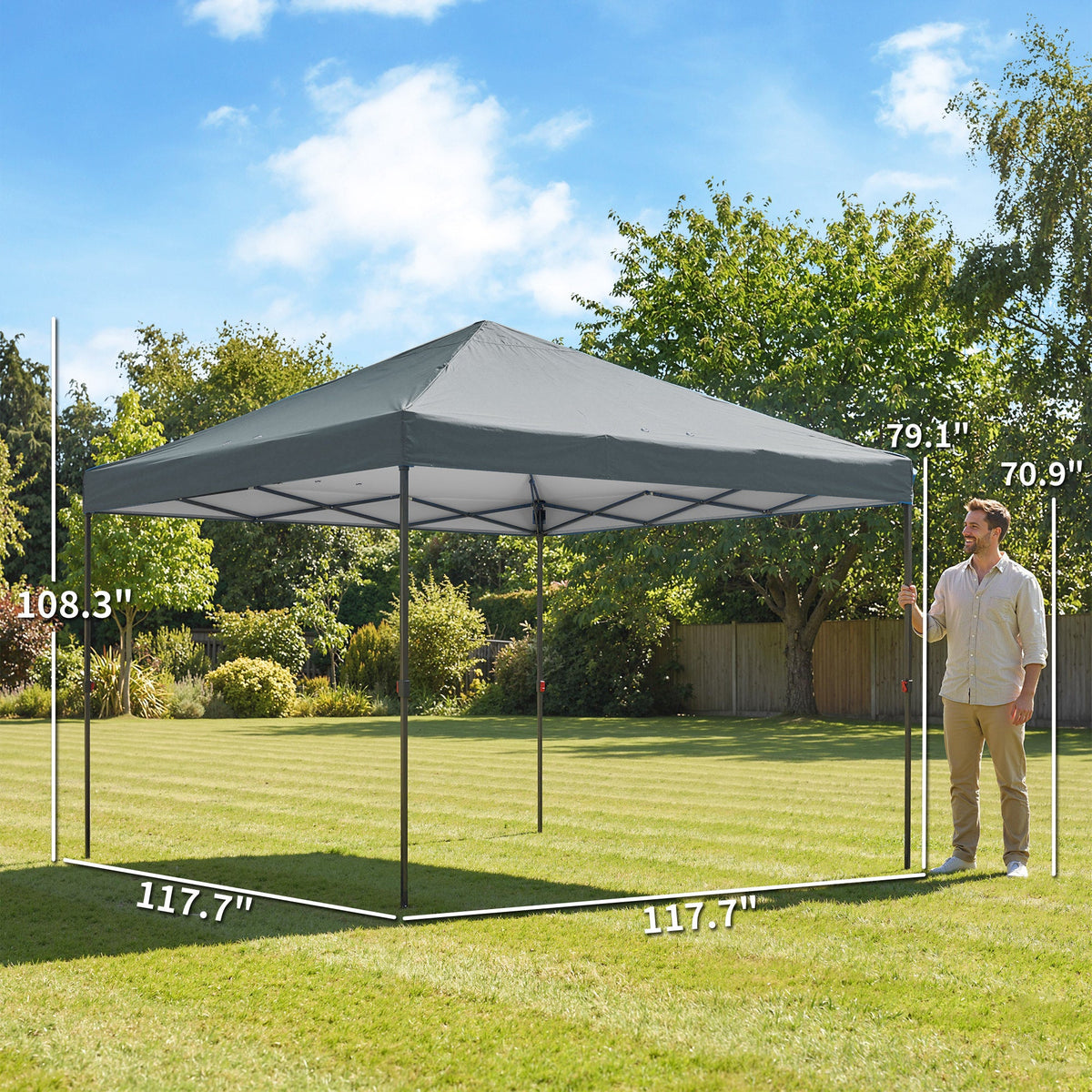 10' x 10' Pop Up Canopy Tent with Wheeled Carry Bag, Dark Gray