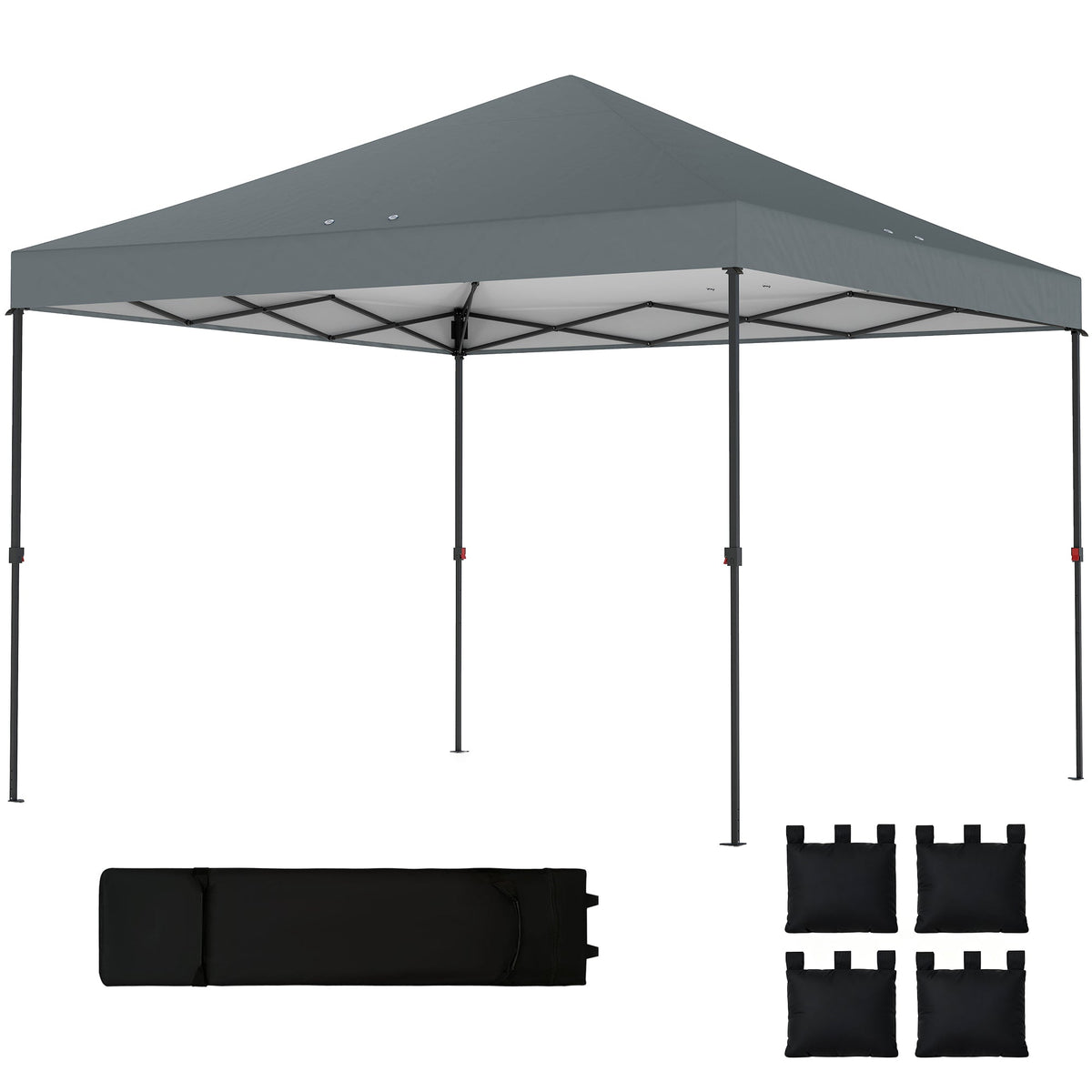 10' x 10' Pop Up Canopy Tent with Wheeled Carry Bag, Dark Gray