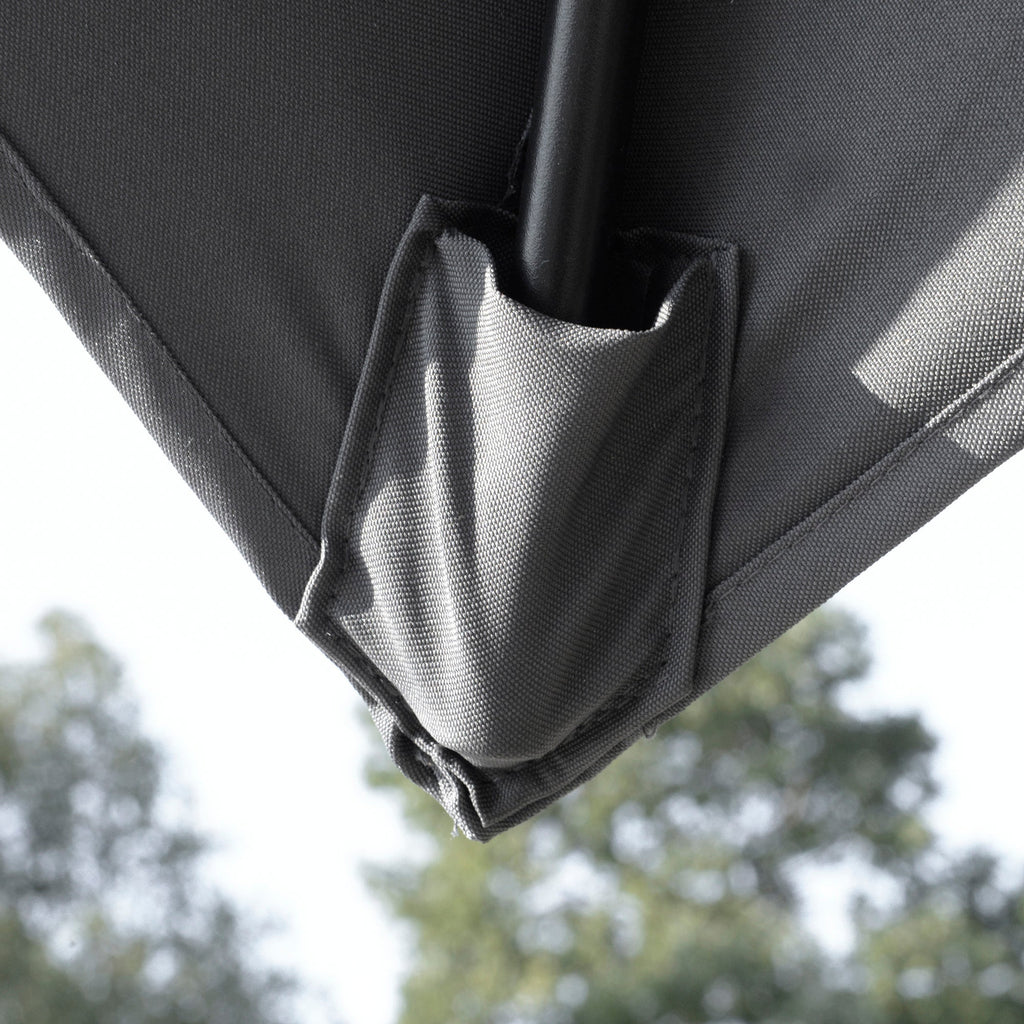 10' x 10' Double Top Square Offset Umbrella with Umbrella Cover, Charcoal Grey