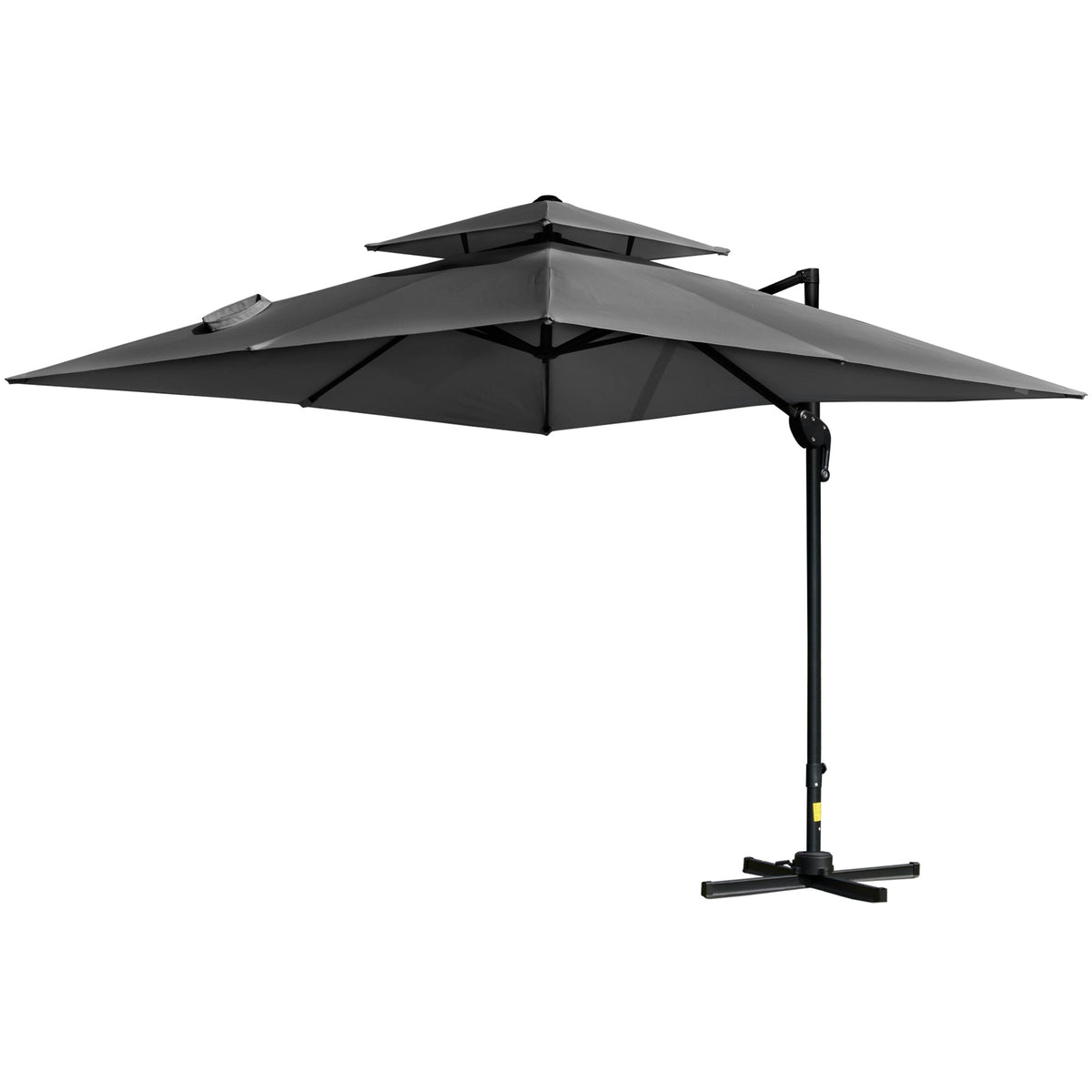 10' x 10' Double Top Square Offset Umbrella with Umbrella Cover, Charcoal Grey