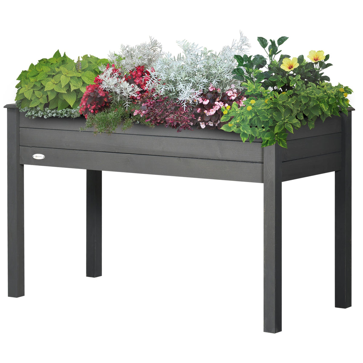 Wooden Raised Garden Bed with Inner Bag, 48" x 22" x 30", Dark Grey