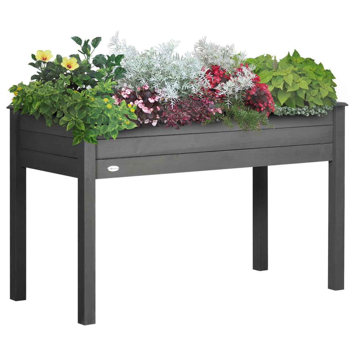 Wooden Raised Garden Bed with Inner Bag, 48" x 22" x 30", Dark Grey