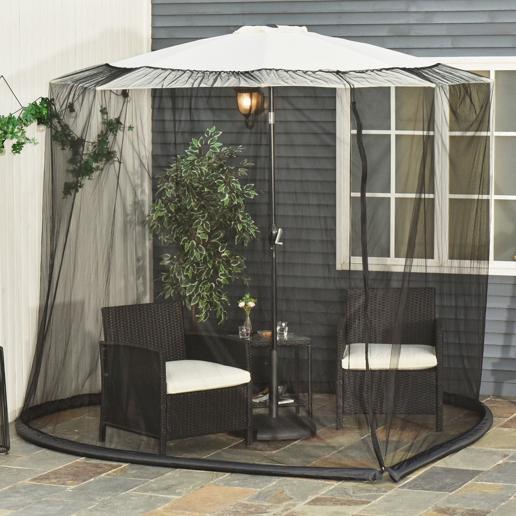 7.5FT Umbrella Mosquito Net with Zippered Door, Black