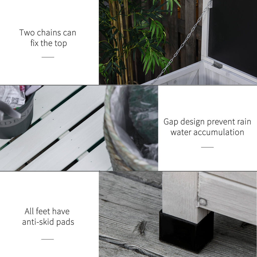 75 Gallon Wooden Deck Box with Weather-Resistant Finish, White