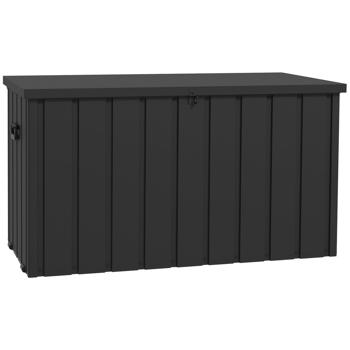 119 Gallon Galvanized Steel Deck Box with Wheels and Handles, Dark Grey
