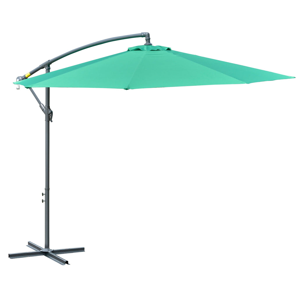 10' Offset Cantilever Patio Umbrella with Base & Crank, Green