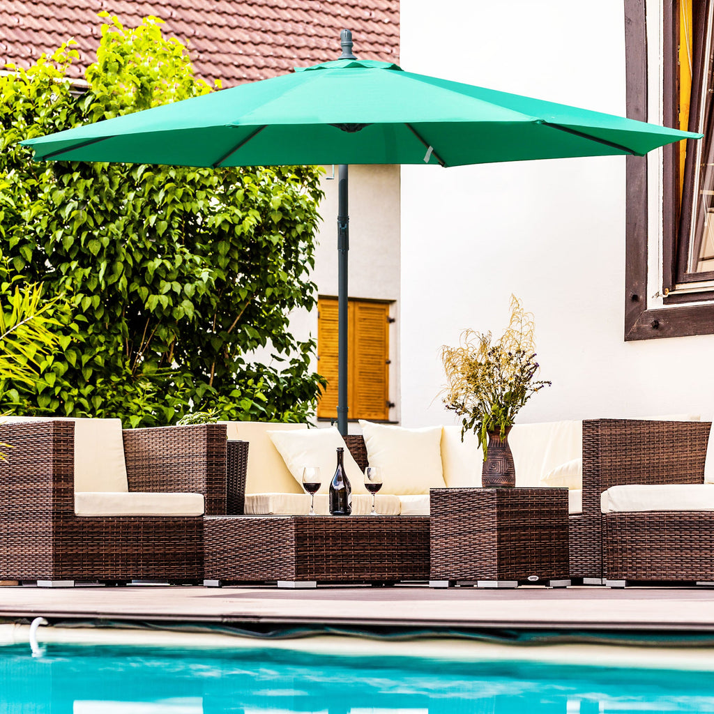 10' Offset Cantilever Patio Umbrella with Base & Crank, Green