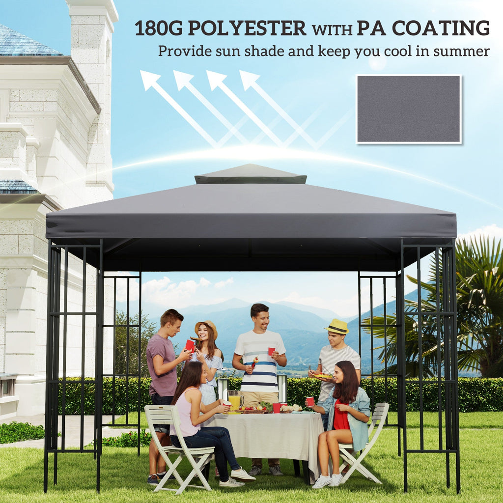 9.8' x 9.8' 2-Tier Gazebo Replacement Canopy, Dark Grey