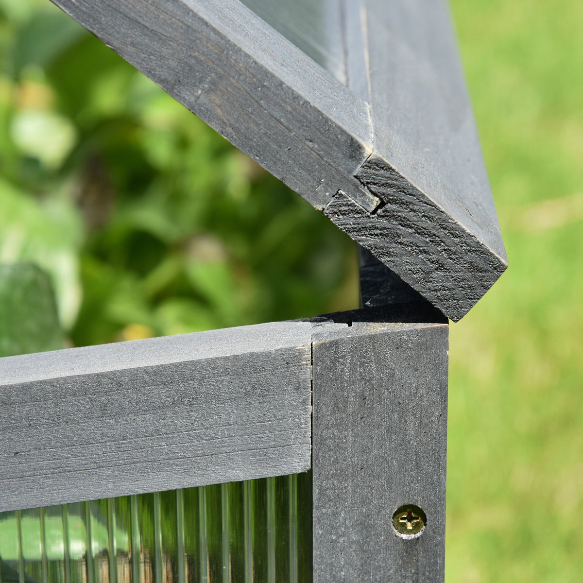 NookGrow Wooden Cold Frame with Tilted Polycarbonate Top, 39" x 26" x 16", Grey
