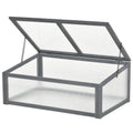 NookGrow Wooden Cold Frame with Tilted Polycarbonate Top, 39" x 26" x 16", Grey