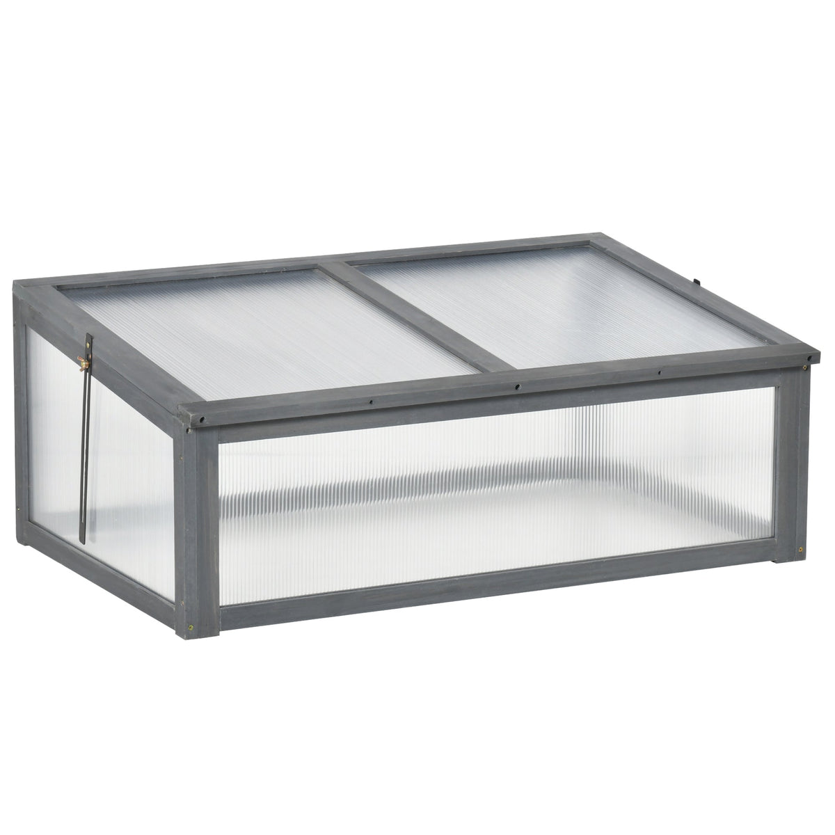 NookGrow Wooden Cold Frame with Tilted Polycarbonate Top, 39" x 26" x 16", Grey