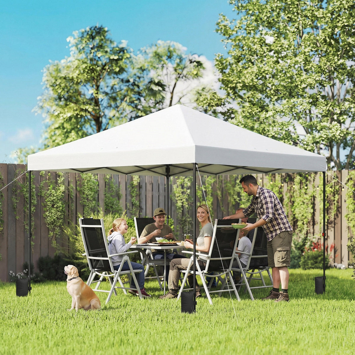 10' x 10' Pop Up Canopy Tent with Wheeled Carry Bag, White