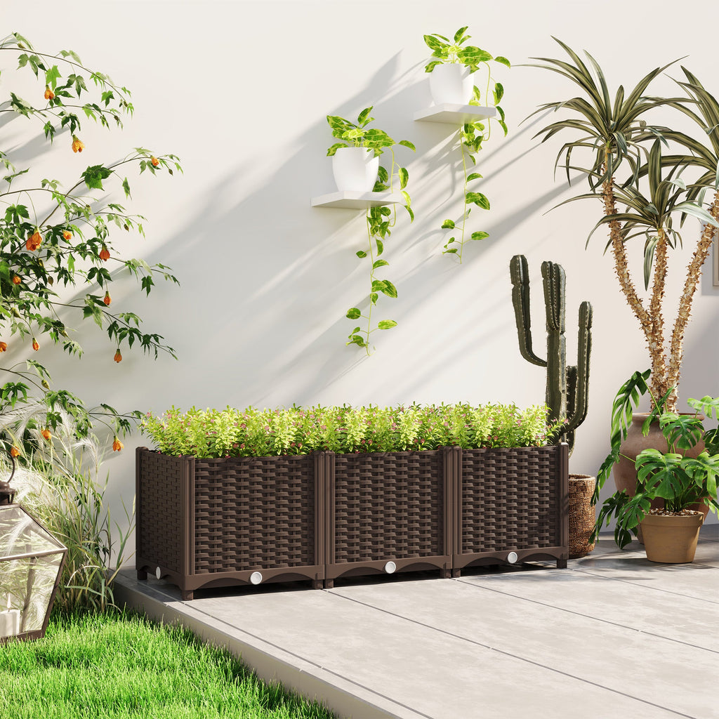47.2" x 15.7" x 14.6" Plastic Raised Garden Bed with Drainage Holes, Brown