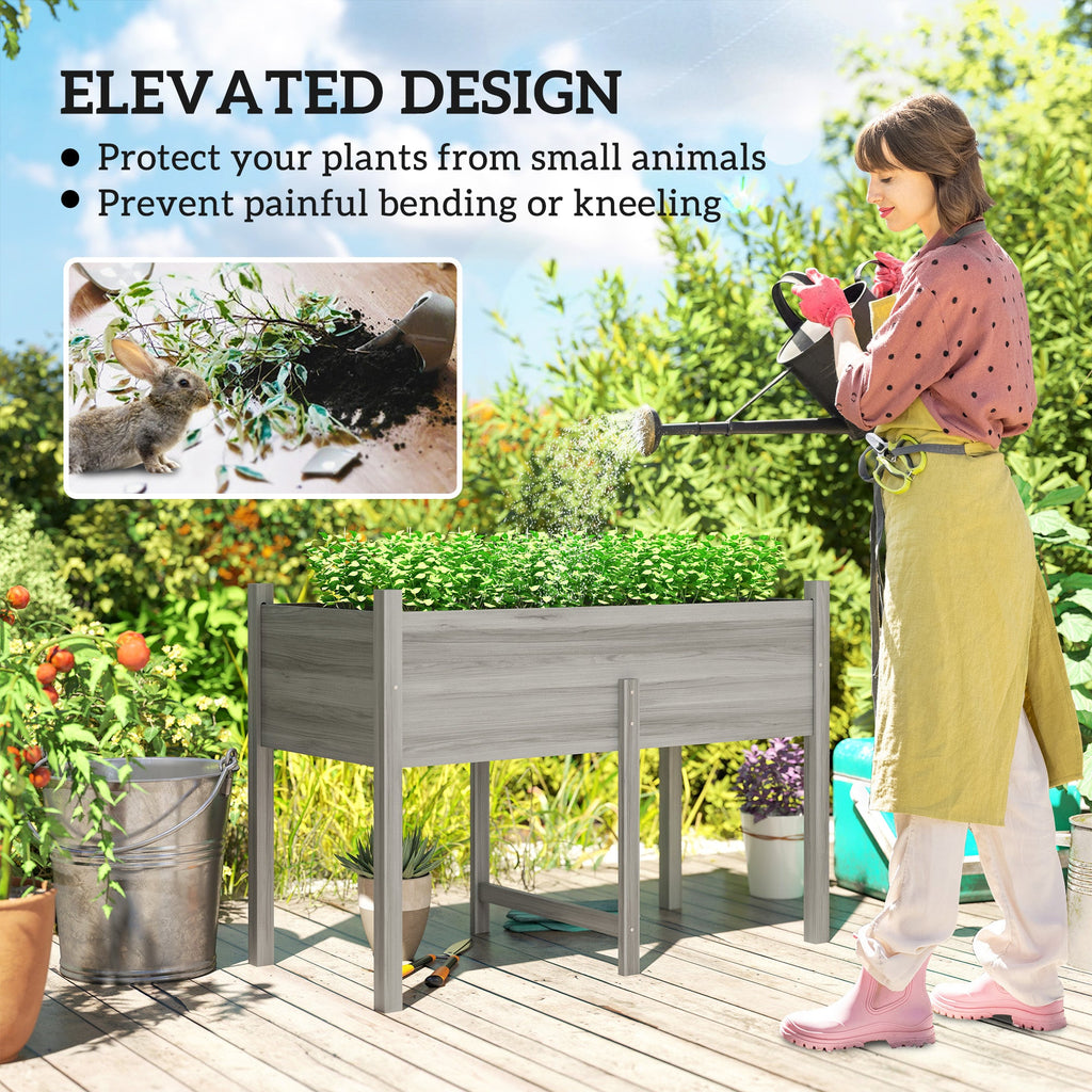 Wooden Raised Garden Bed with Liner & Drain Holes, 45.3"x21.7"x31.5", Grey