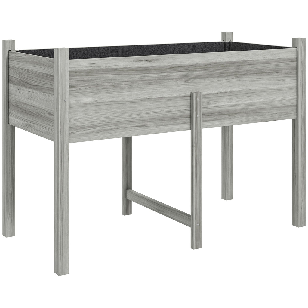 Wooden Raised Garden Bed with Liner & Drain Holes, 45.3"x21.7"x31.5", Grey
