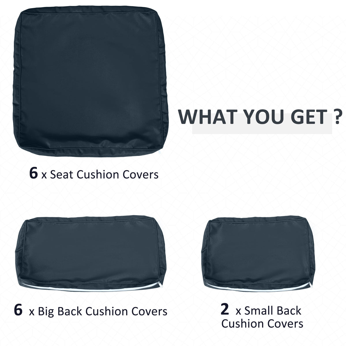 14pc Patio Rattan Sofa Set Cushion Cover Replacement Set, No Cushion Included, Blue