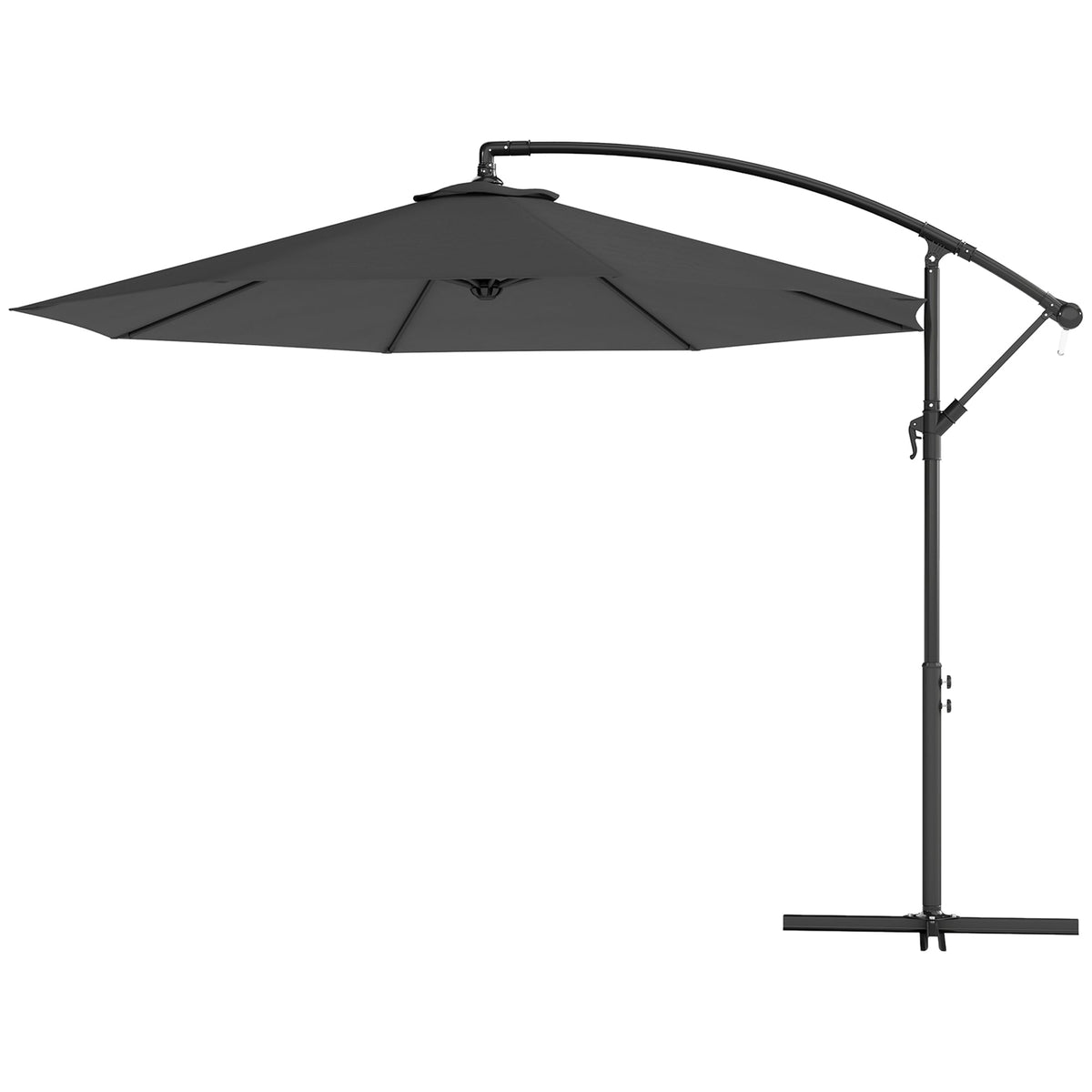 10' Deluxe Patio Umbrella with Crank and Cross Base, Grey