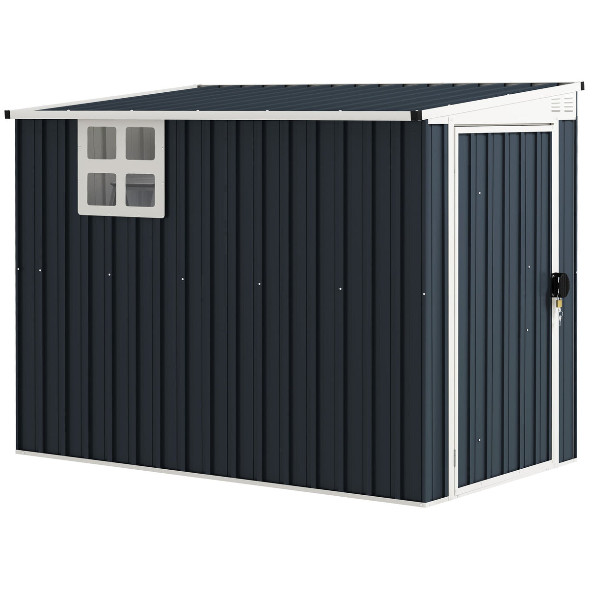 7.6 x 4ft Outdoor Garden Storage Shed with Window, 2 Vents and Lockable Door, Dark Grey